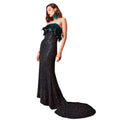 Barbarella - Feather Trimmed 100% Satin Lined Gown
