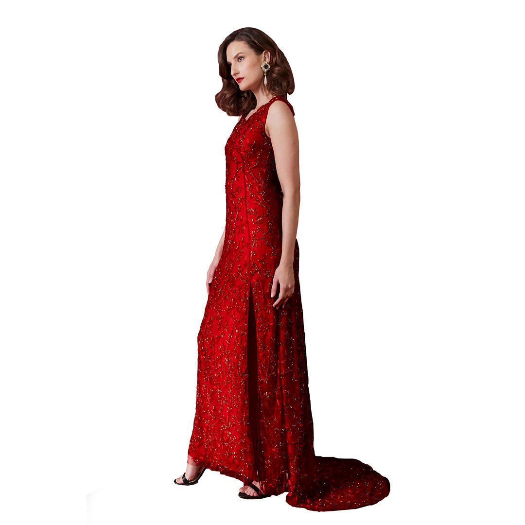 Adeline - Floral Embroidered 100% Tulle Gown