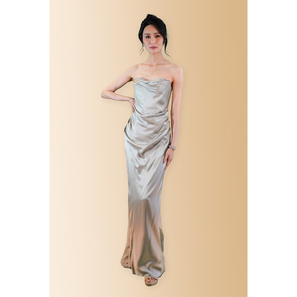 Irene - Figure Hugging 100% Silk Satin Gown