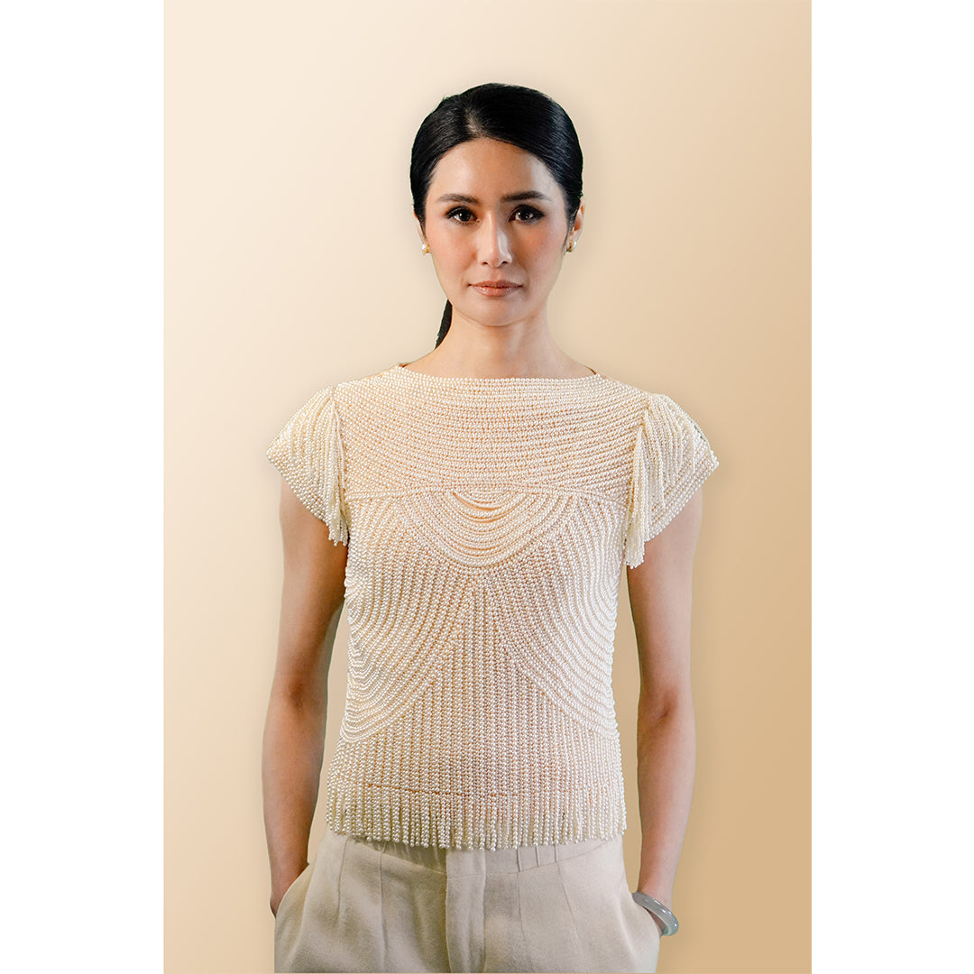 Zurie - Intricately Beaded Silk Georgette Top