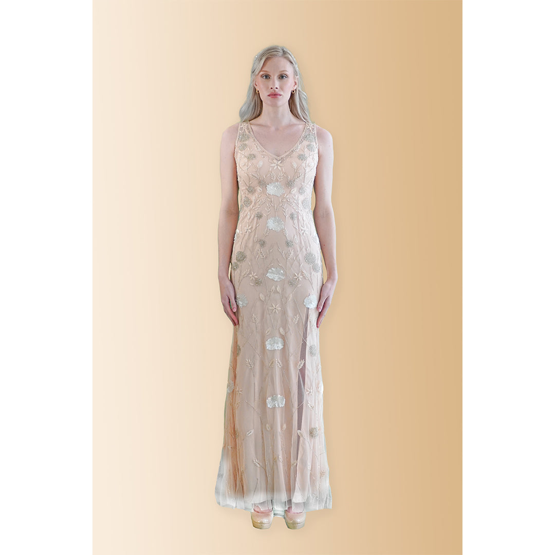 Nadine - Floral Embroidered 100% Tulle Gown
