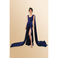 Asha - Sari Inspired Pleated Satin Gown