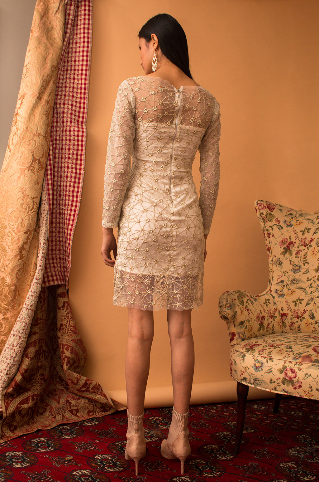 Margot - Hand Beaded Boat Neckline Tulle Dress