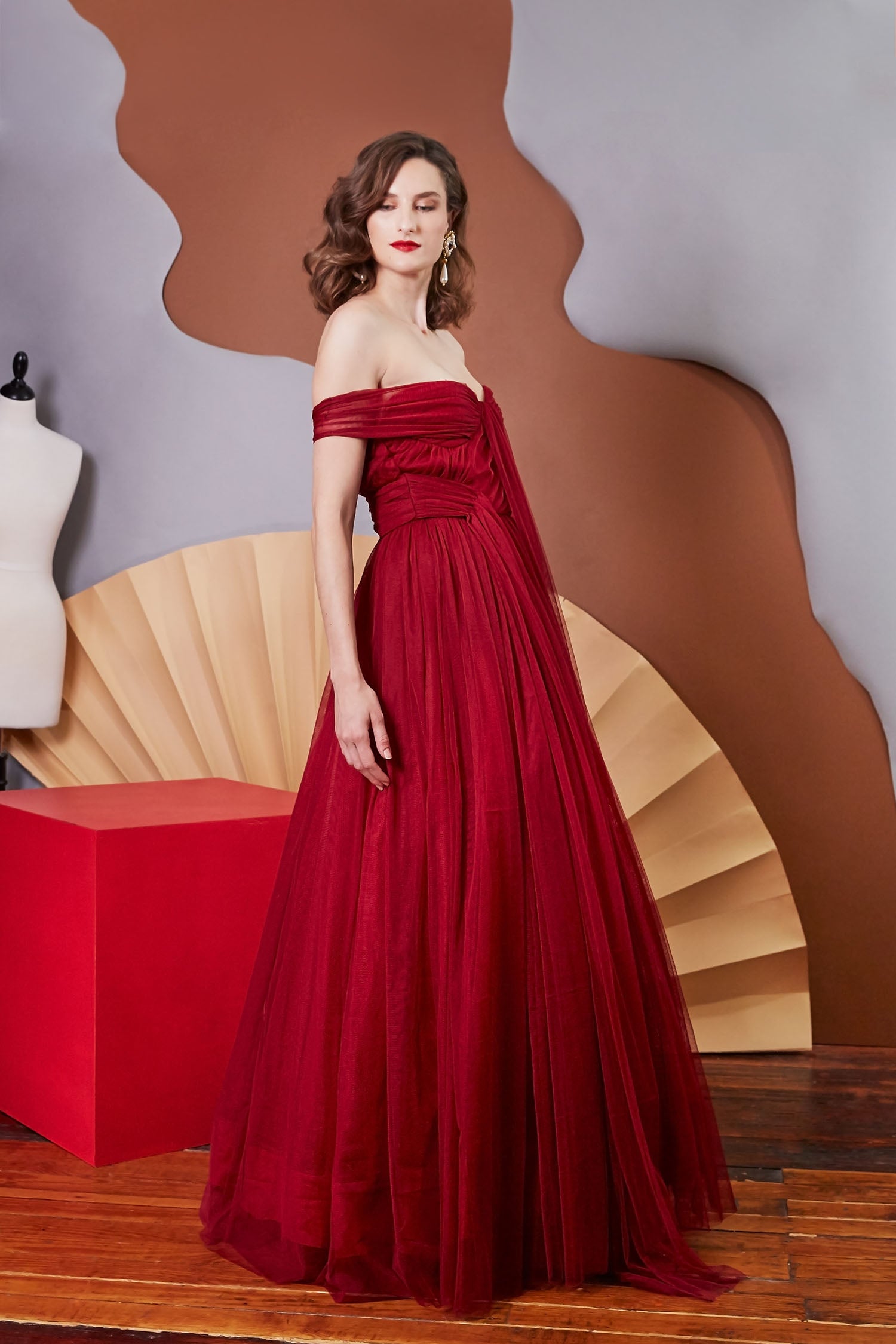 Lorraine - Ruched Corset Style Tulle Shell