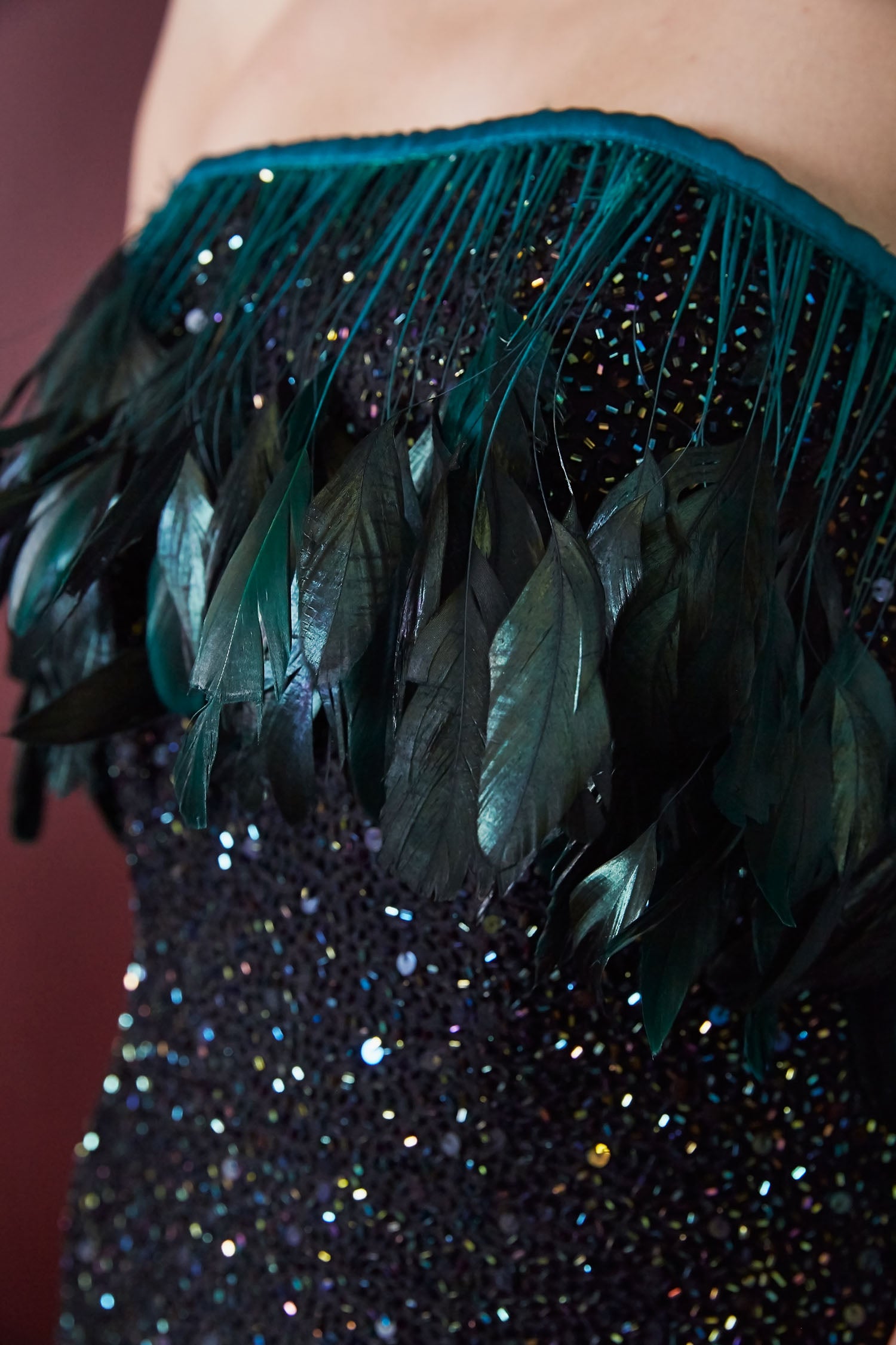 Barbarella - Feather Trimmed 100% Satin Lined Gown