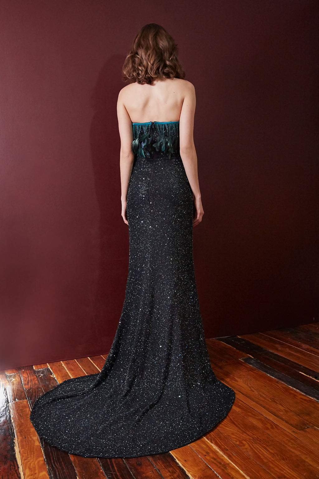Barbarella - Feather Trimmed 100% Satin Lined Gown