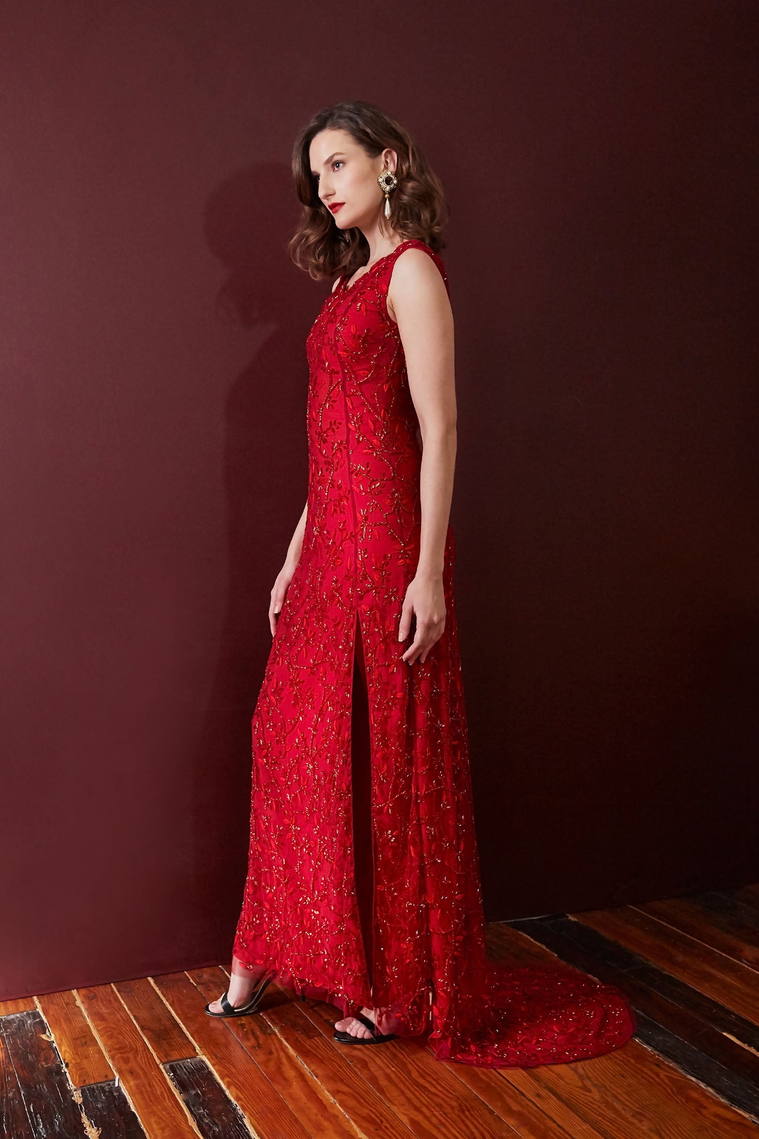 Adeline - Floral Embroidered 100% Tulle Gown