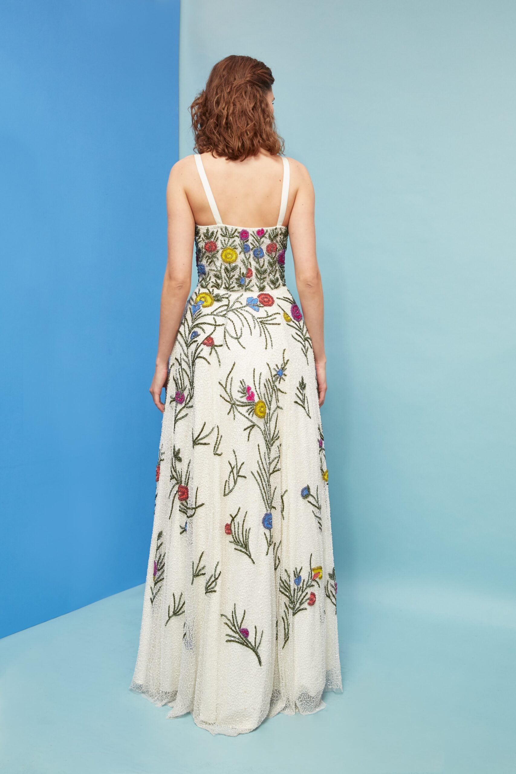 Alicia - Floral Embroidered Viscose Lined Gown