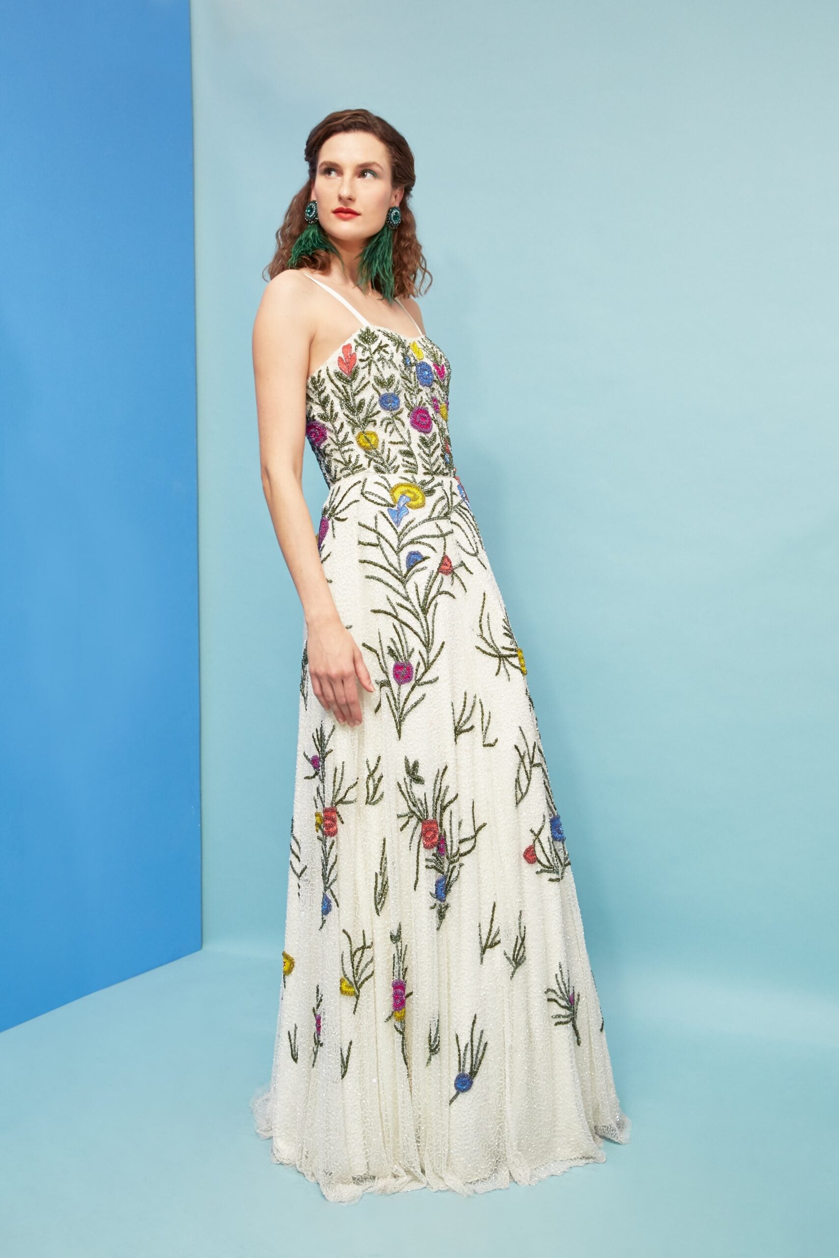 Alicia - Floral Embroidered Viscose Lined Gown