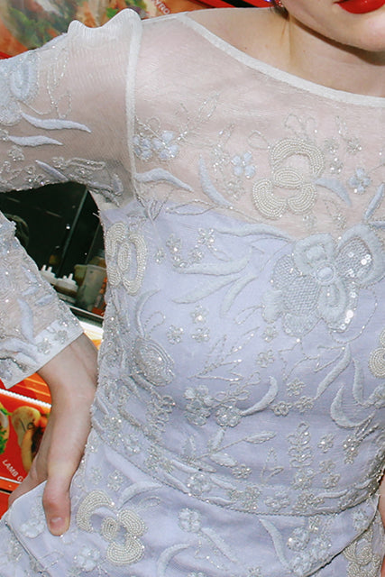 Coralie - Hand Embroidered Column Tulle Dress