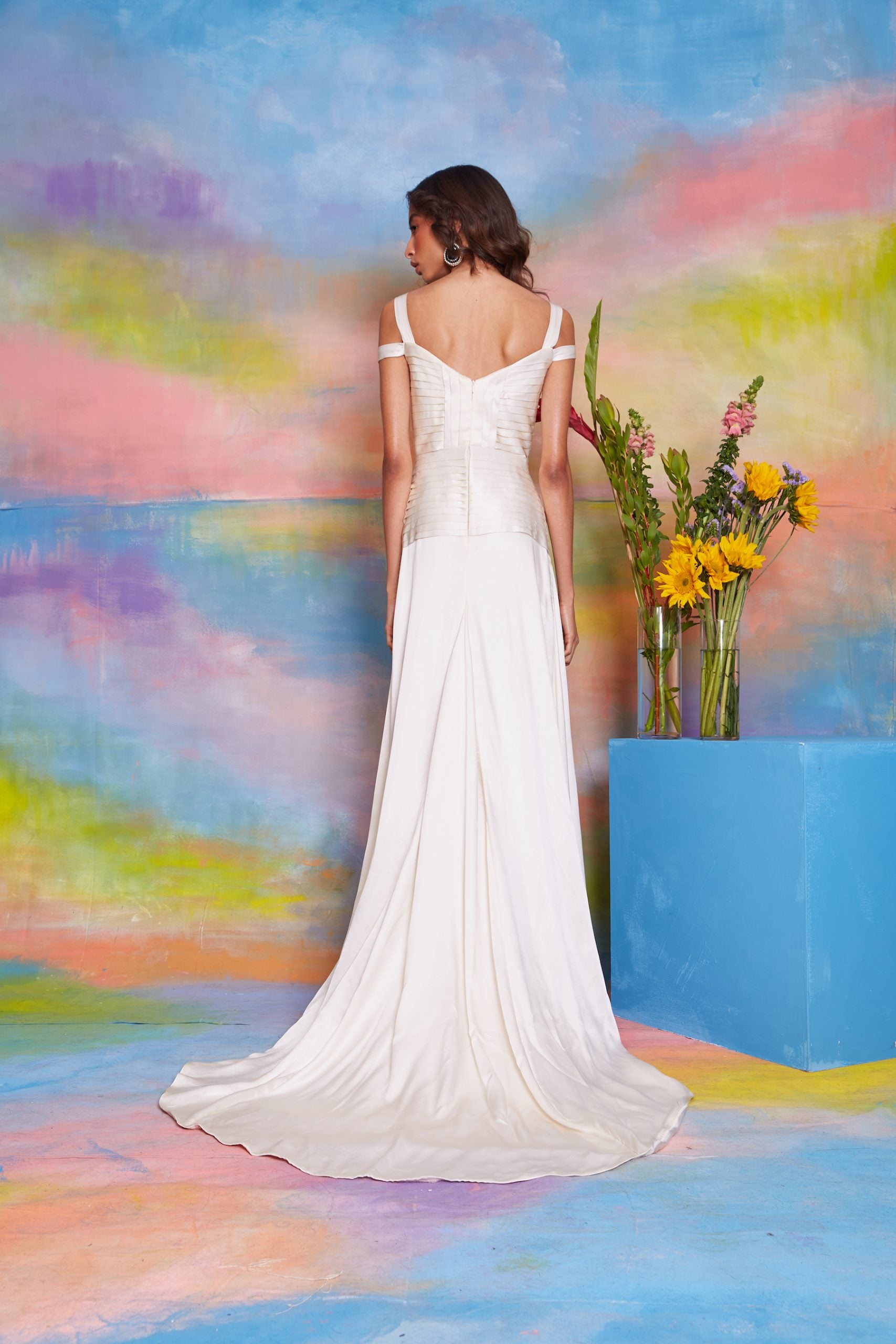 Gigi - Pleated Bodice Silk Charmeuse Gown