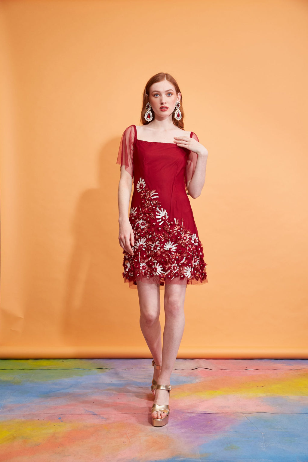 Abigail - Floral Hand Beadwork Tulle Dress