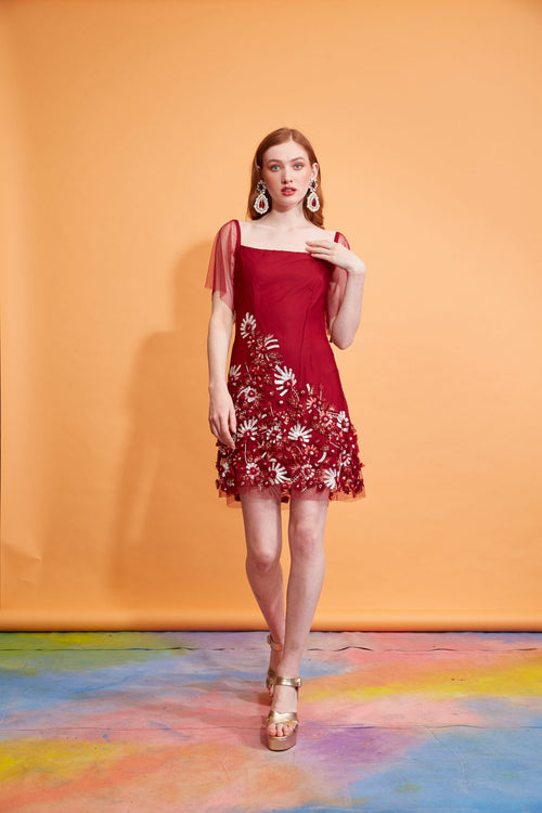 Abigail - Floral Hand Beadwork Tulle Dress