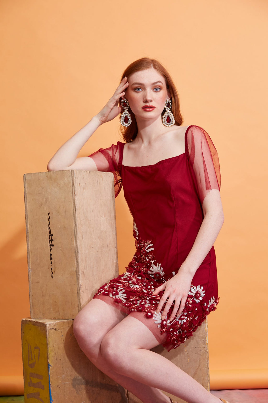 Abigail - Floral Hand Beadwork Tulle Dress