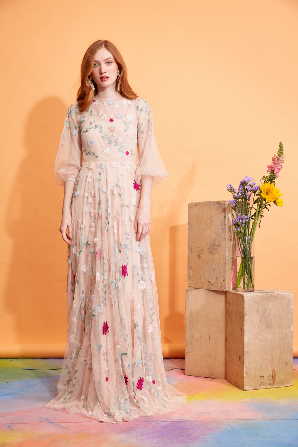Freya - Pearl Embellished Tulle Gown