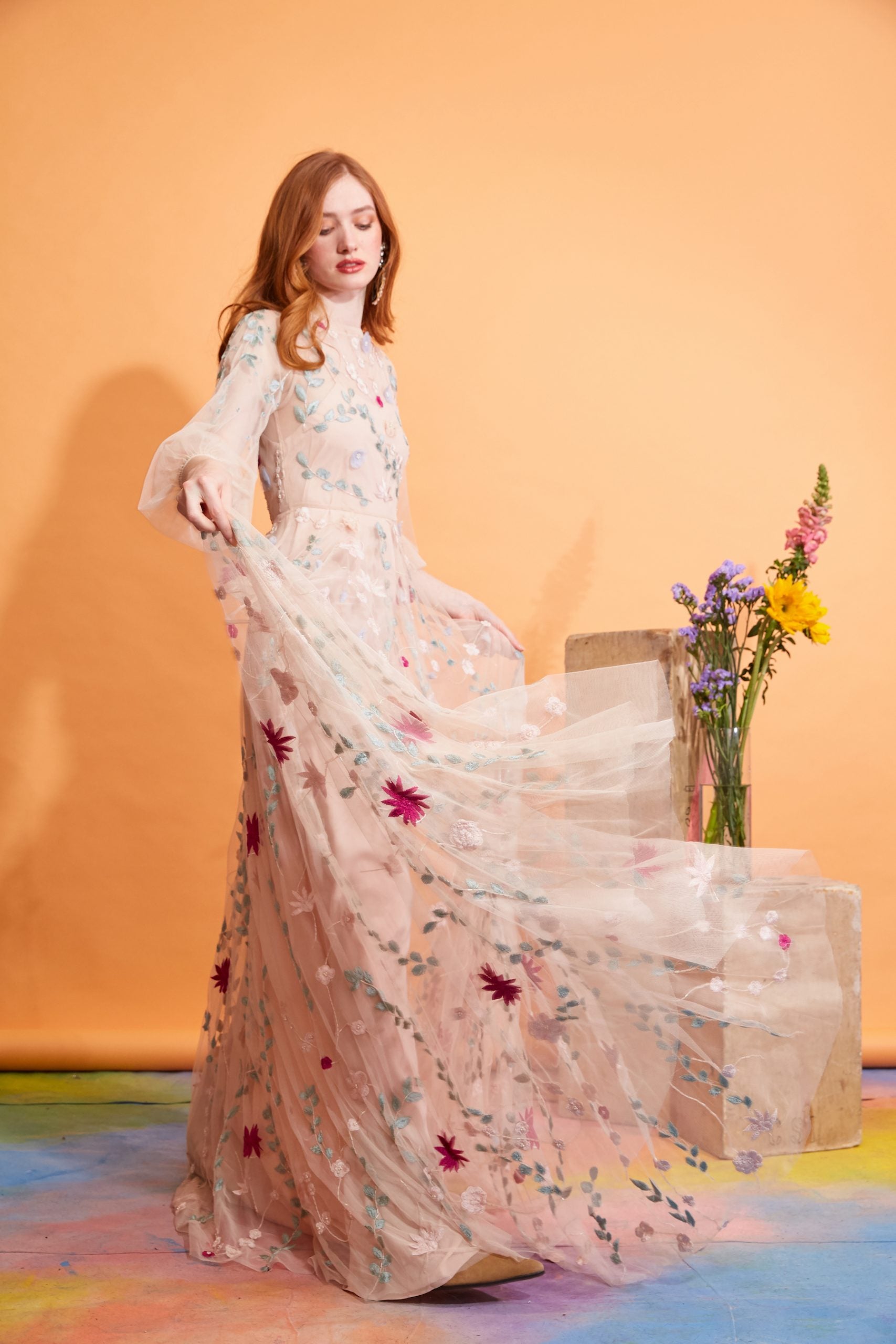 Freya - Pearl Embellished Tulle Gown