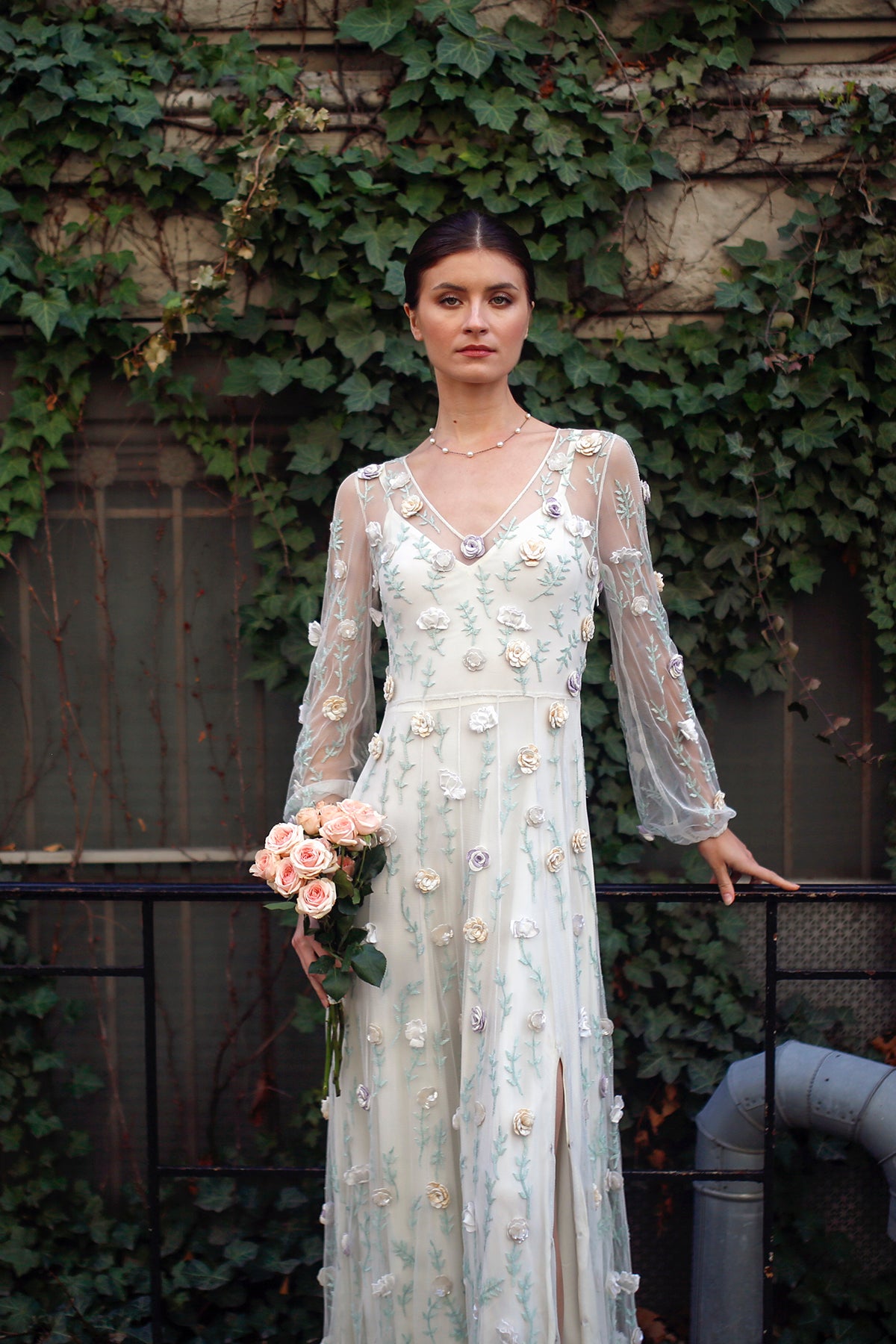 Rosalind – 3D Floral Appliqués Tulle Gown
