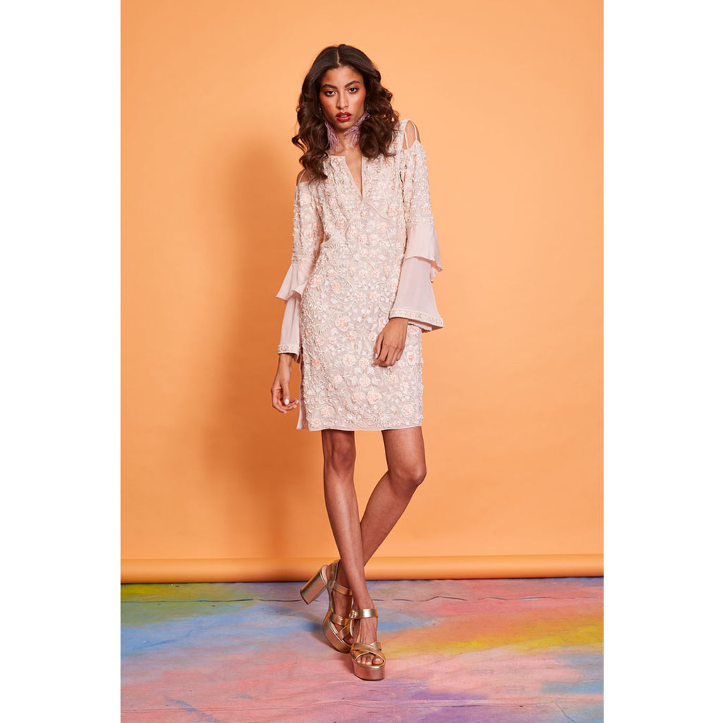 Morgan - Tiered Sleeves 100% Silk Dress