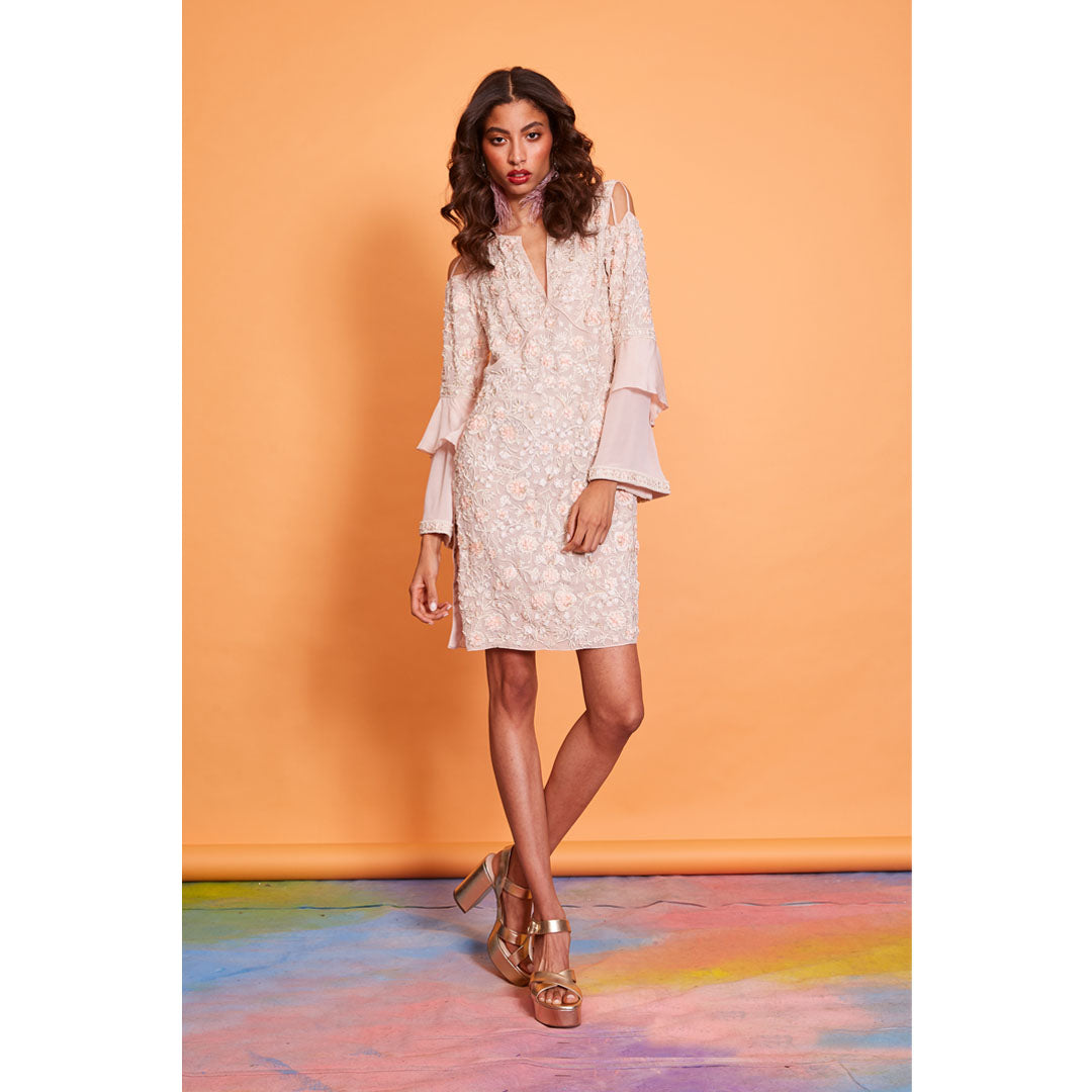 Morgan - Tiered Sleeves 100% Silk Dress