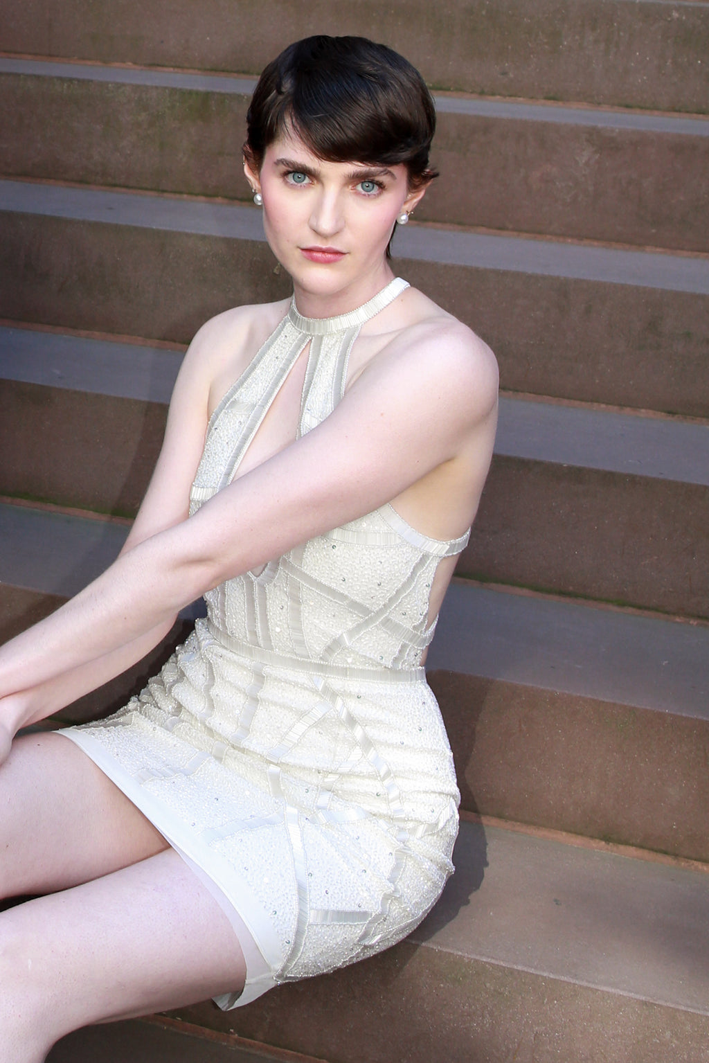 Estelle - Glass Pipe Beaded Tulle Dress