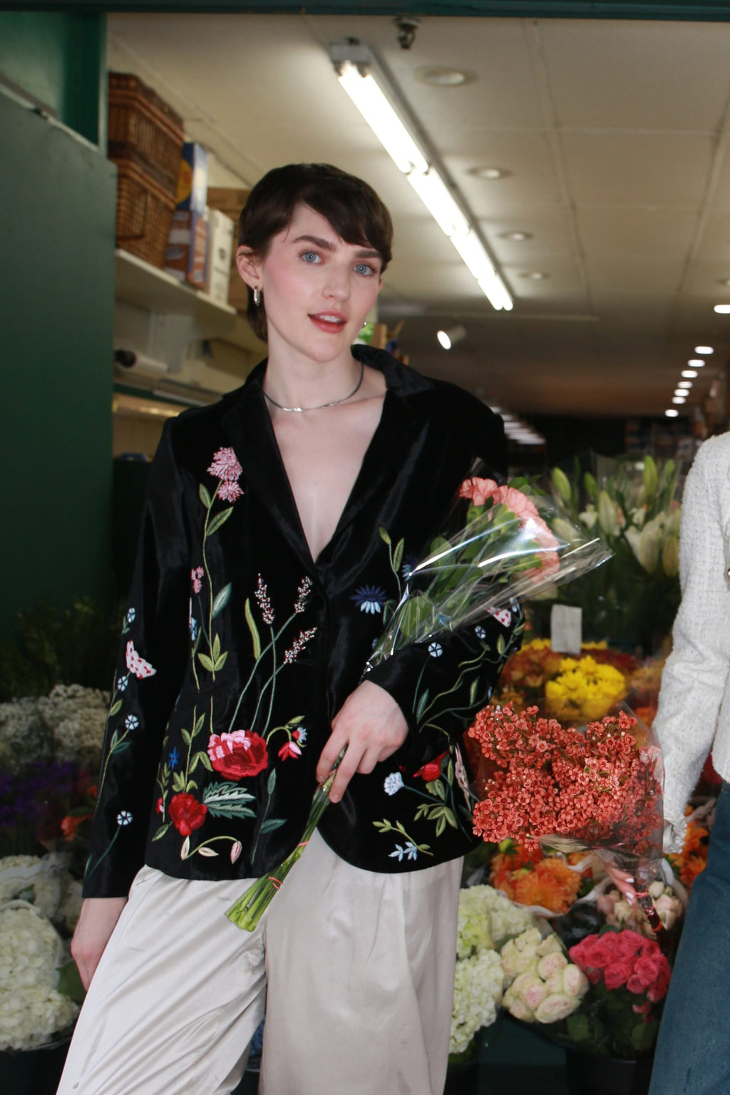 Bethany - Floral Hand Embroidered Silk Velvet Jacket