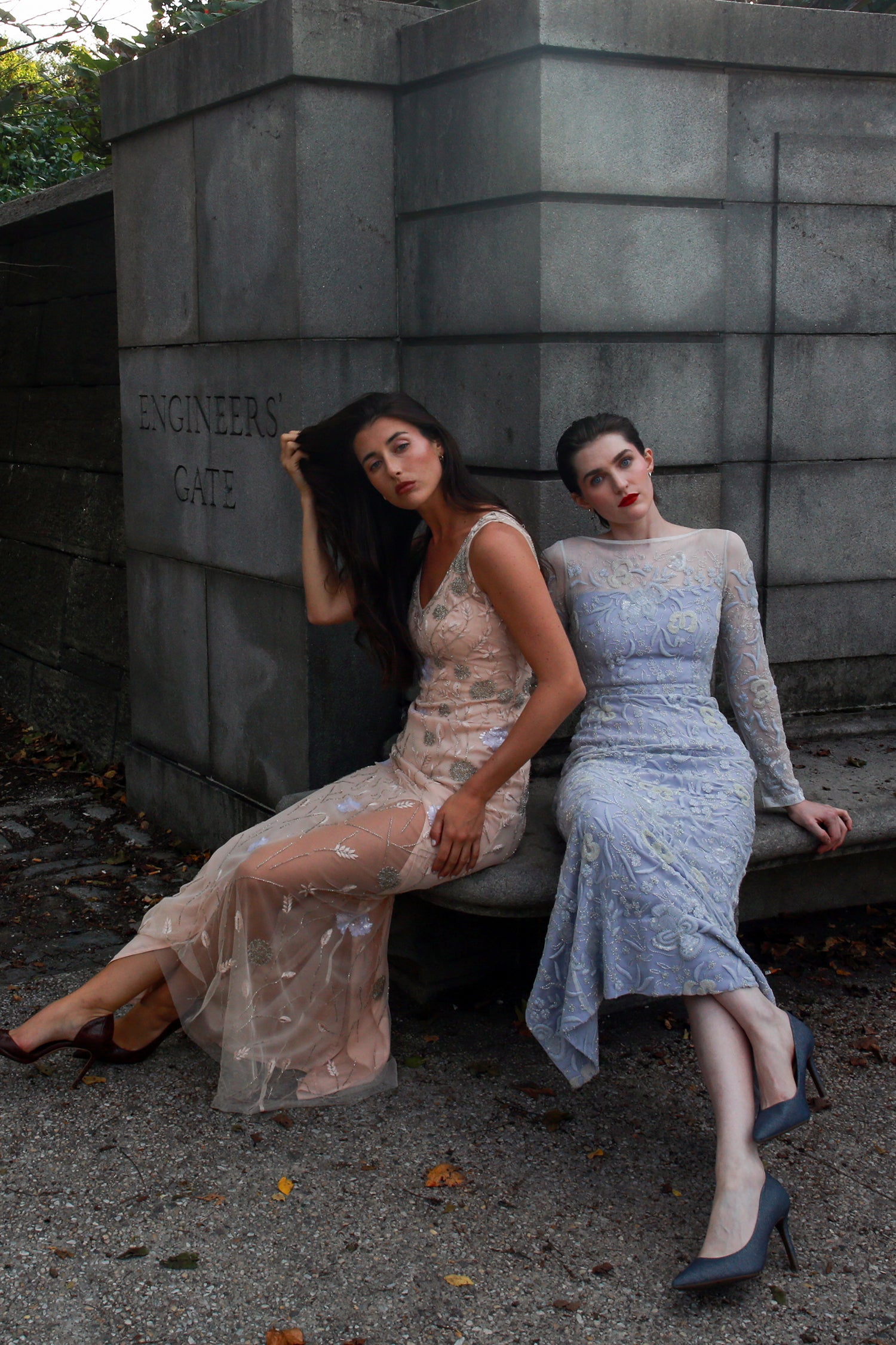 Coralie - Hand Embroidered Column Tulle Dress