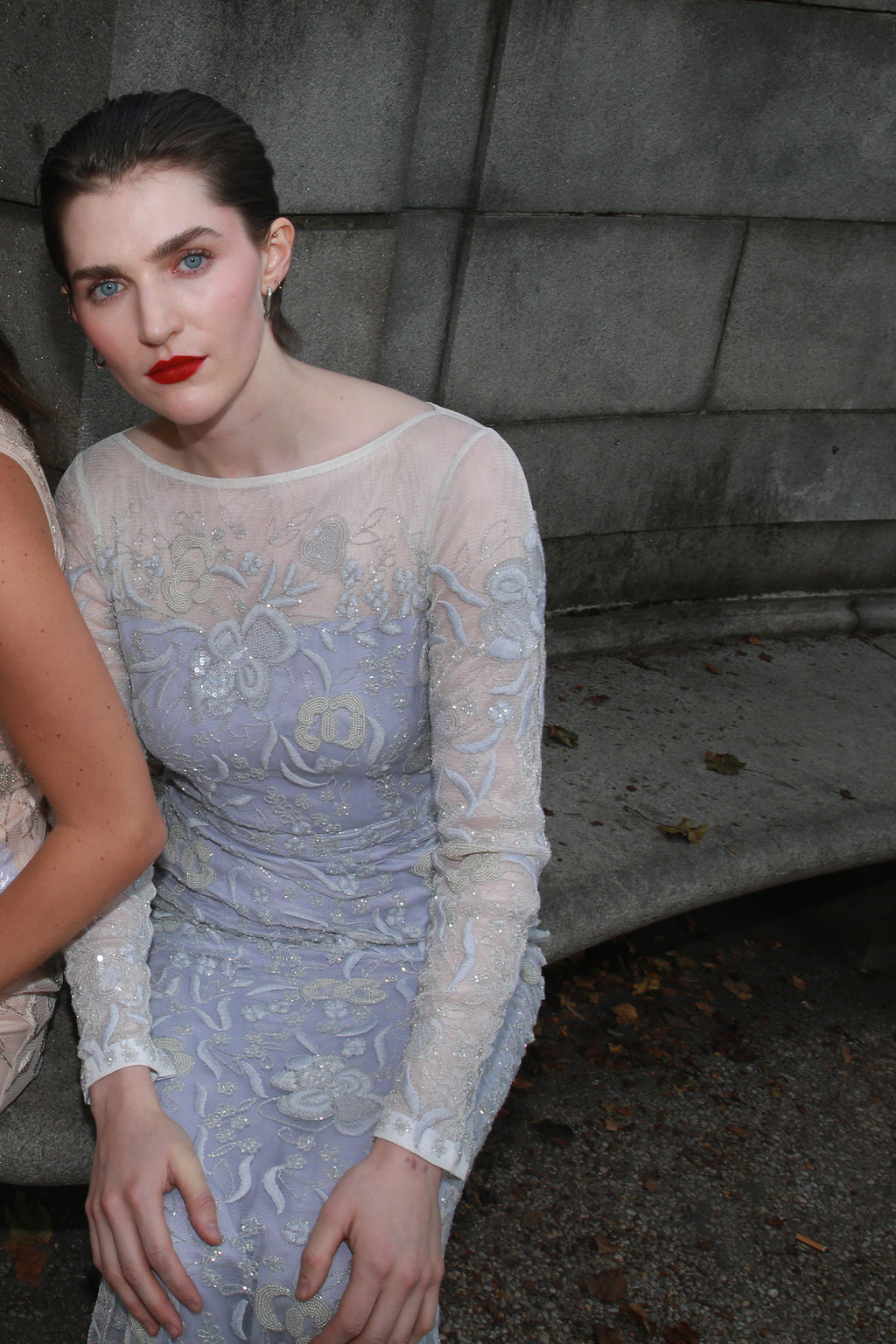Coralie - Hand Embroidered Column Tulle Dress