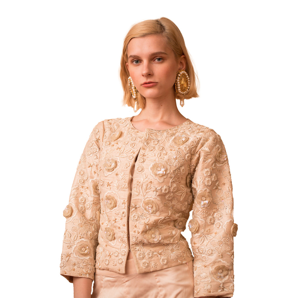 Constance - 100% Silk 3D Embellished Jacket