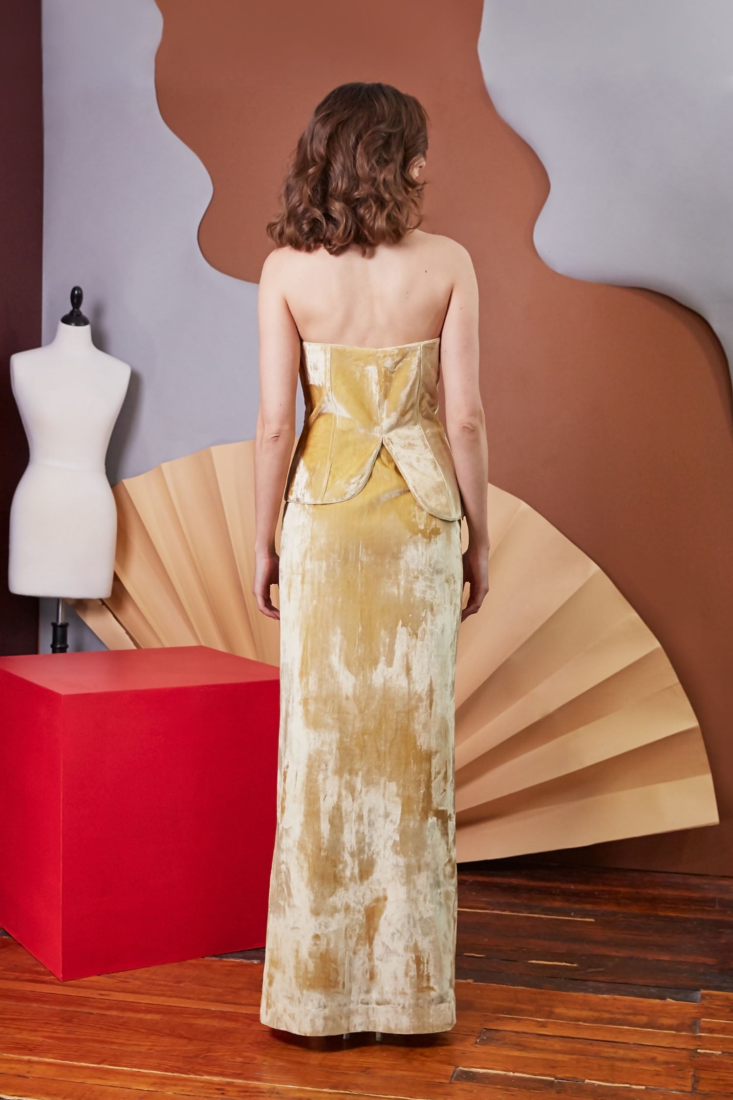 Lavanya Coodly Jillian two-piece silk velvet gown, full-length back view