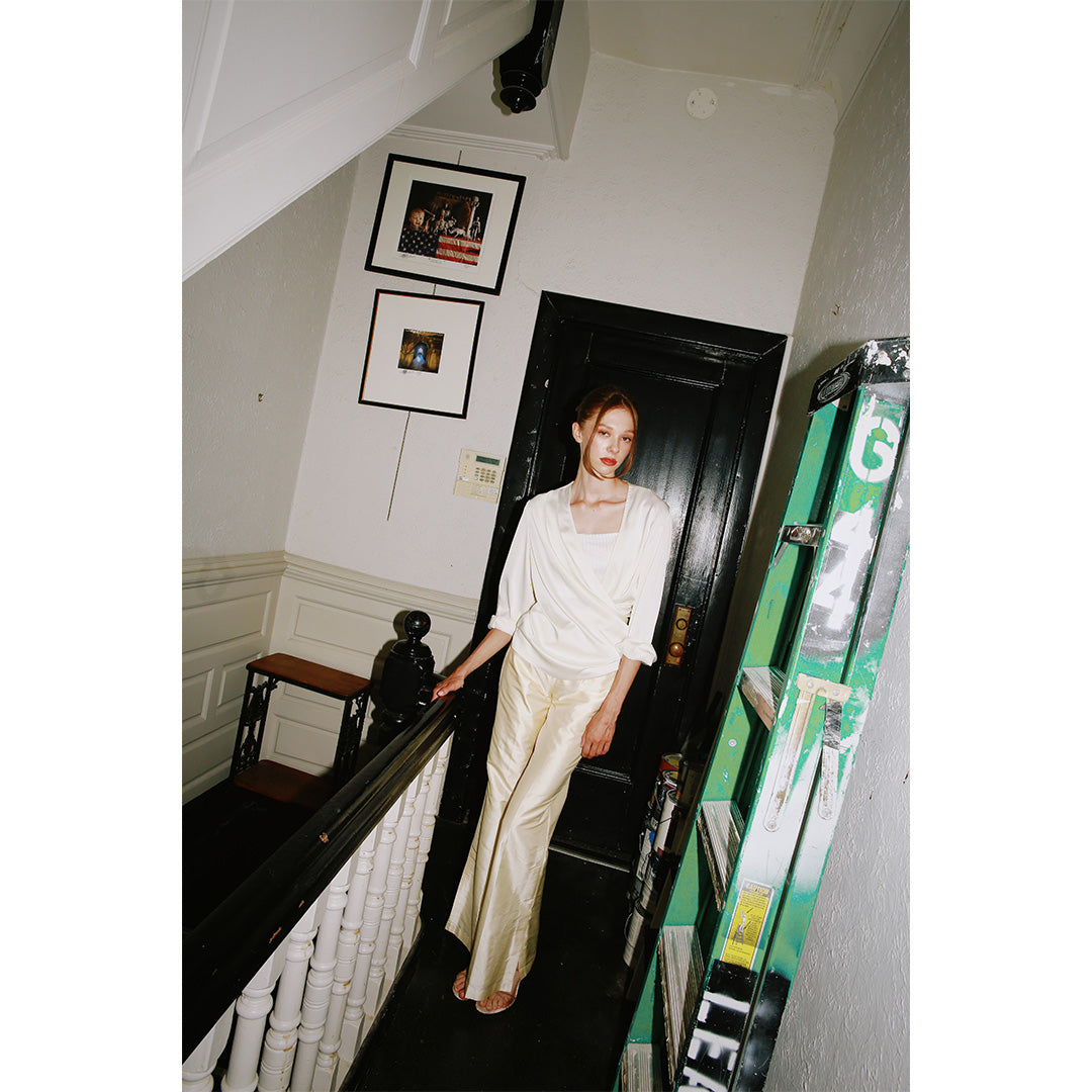 Lavanya Coodly Lucienne trousers styled with a white top, front view